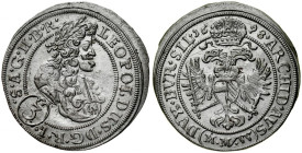 Śląsk, Leopold I 1657-1705, 3 krajcary 1698 MMW, Wrocław.