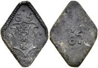 Gdańsk, Żeton 1565, A.: Renesansowy kartusz z herbem miasta Gdańska, nad nim cyfry 6-5, Rv.: W polu cyfry 65 oraz ozdobniki. Multipla.
