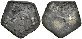 Gdańsk, Żeton 1571, A.: Renesansowy kartusz z herbem miasta Gdańska, w polu data 1*5 / 7-1, Rv.: W polu data 1571 i ozdobniki.