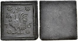 Gdańsk, Żeton 1576, jednostronny, A.: Stojący kogut, w polu cyfry 7-6, oraz ozdobniki.