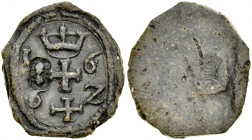 Gdańsk, Żeton 1662, jednostronny, A.: Herb miasta Gdańska, po bokach 1-6 / 6-2, w polu nabita cyfra 8.
