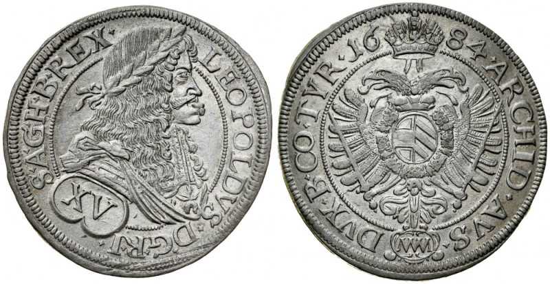 Austria, Leopold I 1657-1705, XV kreuzer 1684, Wien. Herinek 930, stan świeżości...