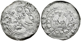 Czechy, Jan Luksemburski 1310-1346, Grosz praski, Av.: Korona królewska, Rv.: Lew czeski.