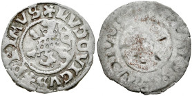 Czechy, Ludwik Jagiellończyk 1516-1526, Bily peniz bez daty, jednostronny, Av.: Lew.