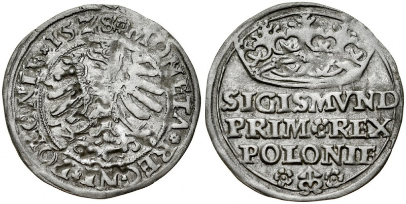 Zygmunt I Stary 1506-1548, Grosz 1528, Kraków. Kop. 419, Kurp. 47, Gum. 484, ład...