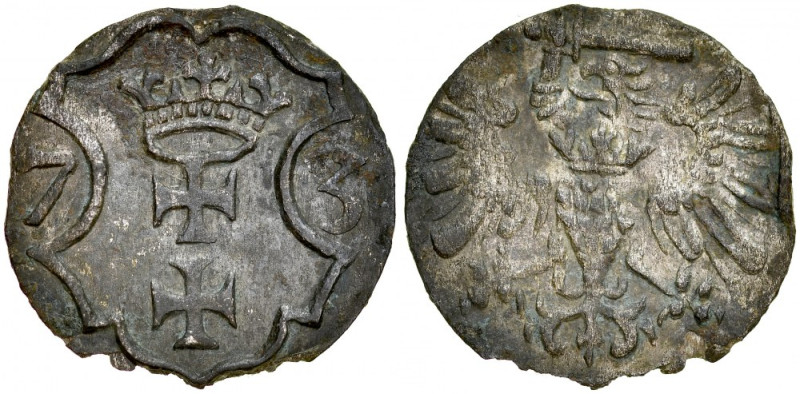 Bezkrólewie, Denar 1573, Gdańsk, RR. Kop. 7385, Kurp. 1001, Gum. 656, patyna, wy...