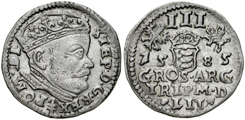 Stefan Batory 1576-1586, Trojak 1585, Wilno. Kop. 3377. Ivanauskas -, nie notowa...