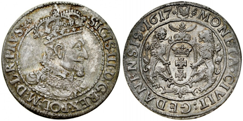 Zygmunt III 1587-1632, Ort 1617 S-A, Gdańsk. Kop. 7493, Gum. 1385,&nbsp;Shatalin...