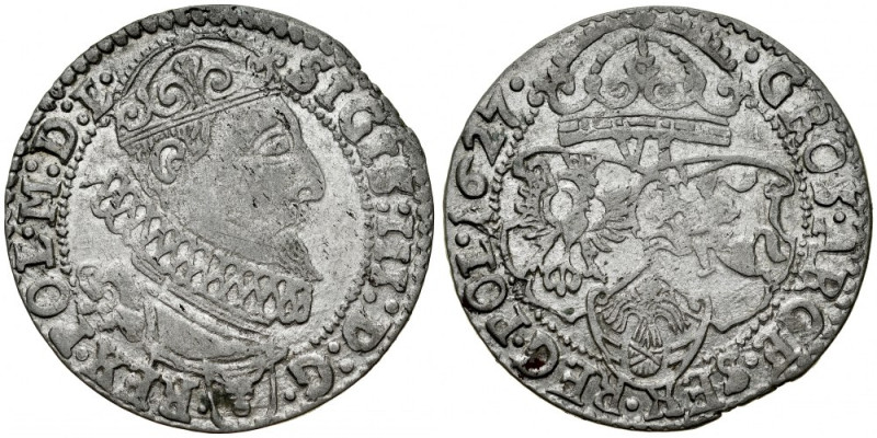 Zygmunt III 1587-1632, Szóstak 1627, Bydgoszcz. Kop. 1266, Gum. 1168, ostra, poł...