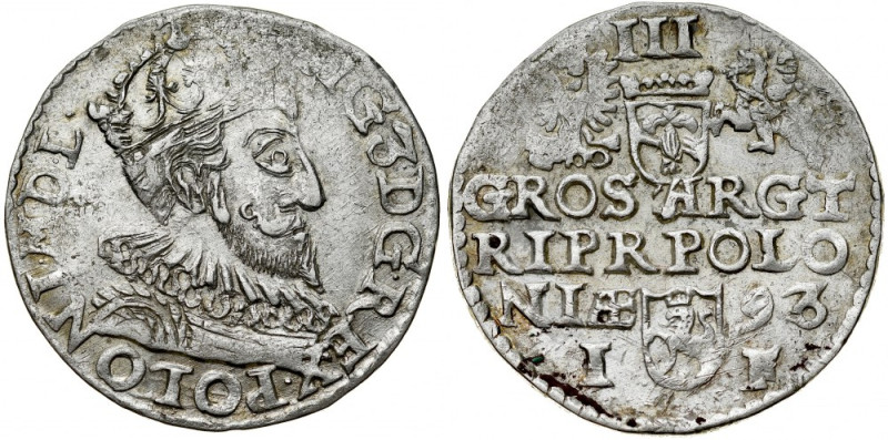 Zygmunt III 1587-1632, Trojak 1593, Olkusz. Kop. 96 6, Iger O.93.4.c, Gum. 1007,...