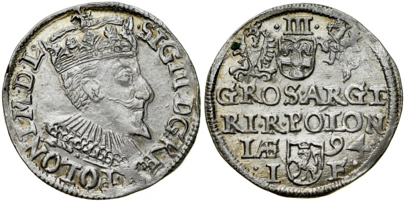 Zygmunt III 1587-1632, Trojak 1594, Olkusz. Kop. 978, Iger O.94.9.var, Gum. 1013...