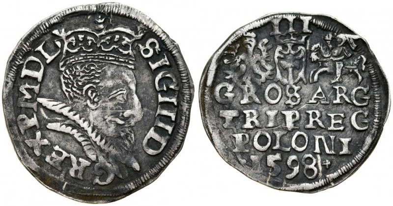 Zygmunt III 1587-1632, Trojak 1598, Lublin. Kop. 1099, Iger L.98.4, stara patyna...