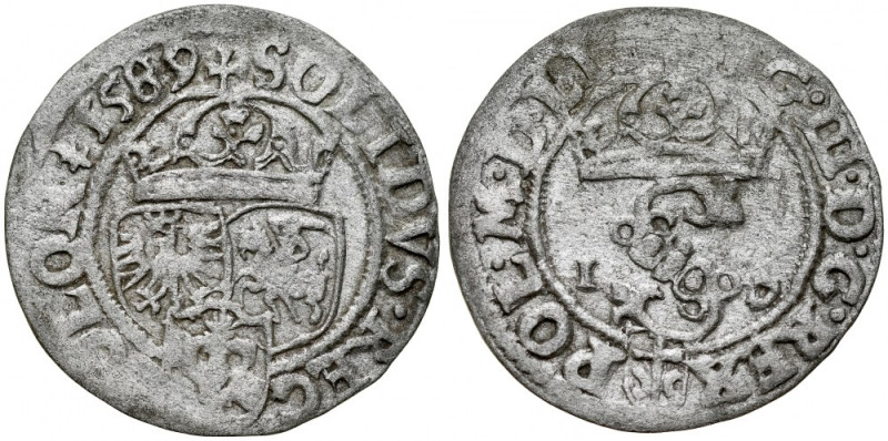 Zygmunt III 1587-1632, Szeląg 1589 I-D, Olkusz. Kop. 603, Gum. 829, dobrze wybit...