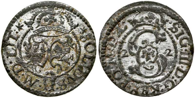 Zygmunt III 1587-1632, Szeląg 1622, Wilno. Kop. 3455, Ivanauskas 2SV87-45, Gum. ...