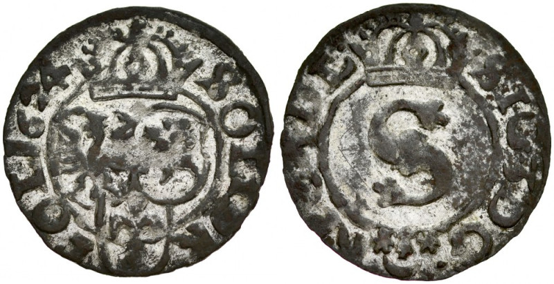 Zygmunt III 1587-1632, Szeląg 1624, Bydgoszcz. R. Kop. 720, Gum. 902, patyna, za...