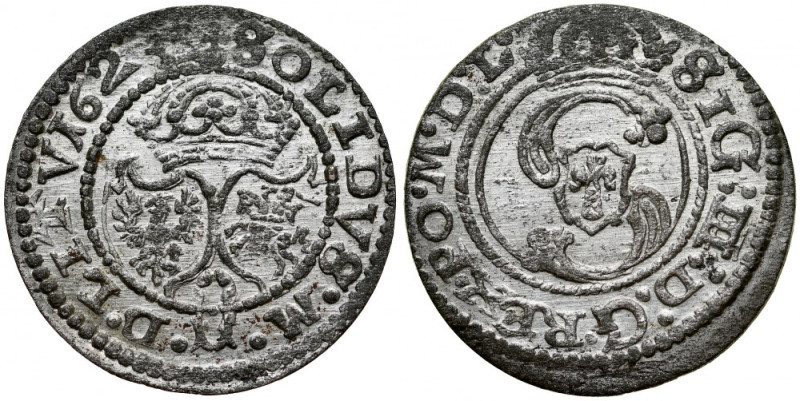 Zygmunt III 1587-1632, Szeląg 1625, Wilno. Kop. 3469, Gum. 1308, lustro mennicze...