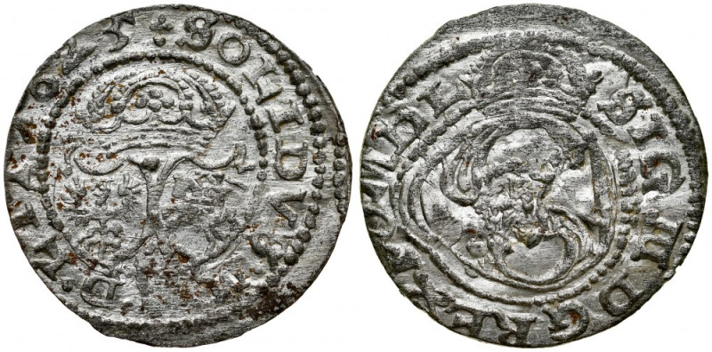 Zygmunt III 1587-1632, Szeląg 1625, Wilno. Kop. 3469, lustro mennicze na całej p...