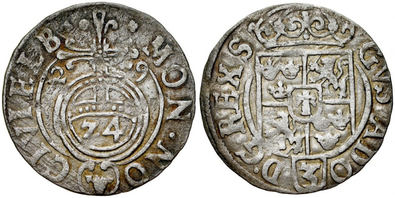 Gustaw II Adolf 1626-1632, Półtorak 1629, Elbląg. Kop. 9605, AHL 23, złocista pa...