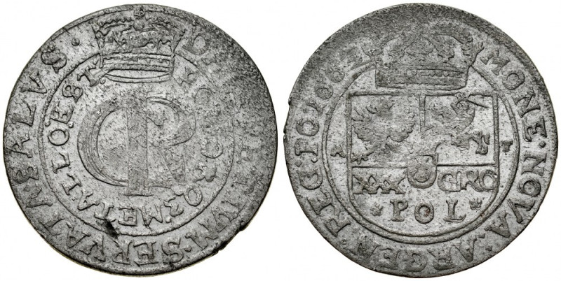 Jan II Kazimierz 1649-1668, Tymf 1663 A-T, Lwów. Kop. 1782, szara patyna, ciekaw...