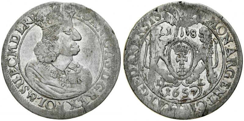 Jan II Kazimierz 1649-1668, Ort 1657 D-L, Gdańsk. Kop. 7622,&nbsp; Gum. 1911, Sh...