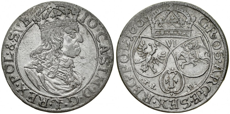 Jan II Kazimierz 1649-1668, Szóstak 1660 TLB, Kraków. Kop. 1622,&nbsp; Gum. 1689...