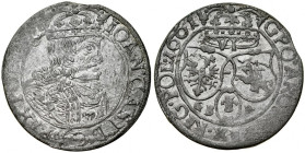 Jan II Kazimierz 1649-1668, Szóstak 1661 GB-A, Lwów. GPO zamiast GRO. RRR.