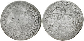 Jan II Kazimierz 1649-1668, Szóstak 1661 GB-A, Lwów. Oznaczenie nominału pod korona V1, bez słowa SEX w legendzie., RRR.