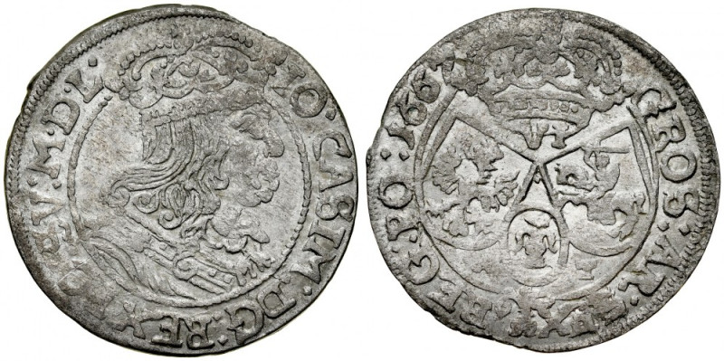 Jan II Kazimierz 1649-1668, Szóstak 1667 A-T, Kraków. Kop. 1684, Gum. 1717, dobr...