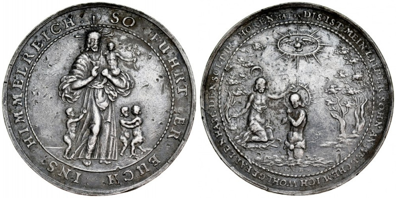 Medal chrzcielny bez daty (około 1675 roku) autorstwa Jana Buchheima, Wrocław. A...