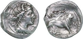 Greece (ancient) Massalia Gaul 121 BC - 49 BC AR Tetrobol "light drachm" Silver 2.54g XF BN 1381