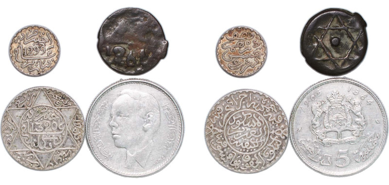 Morocco 19th - 20th Centuries Coinage (4 Lots) VF