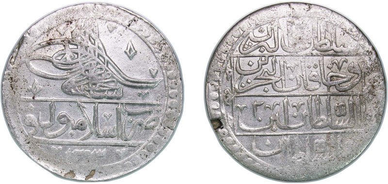 Ottoman Empire AH 1203//2 (1791) Yüzlük - Selīm III Billon (.465 silver) Konstan...