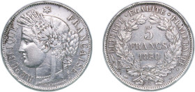 France Second Empire 1850 A 5 Francs (Ceres) Silver (.900) Paris Mint (14542699) 24.88g VF F 327 KM 761 Gad 719