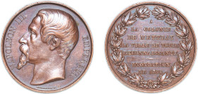 France Second Empire 1856 Medal - Napoleon III (Ville de Tours, Inondation de 1856) Bronze 21.44g AU