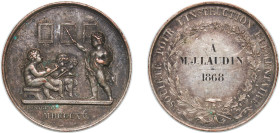 France Second Empire 1868 Medal - Société pour l’instruction élémentaire Copper 33.78g XF