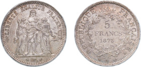 France Third Republic 1873 A 5 Francs (Hercule) Silver (.900) Paris Mint (27192181) 25.04g AU F 334 Gad 744 KM 820