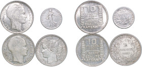 France Third Republic 1887 - 1938 Coinage (4 Lots) Silver Paris Mint XF