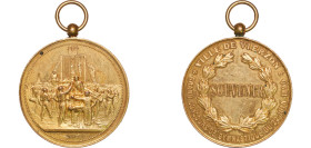 France Third Republic 1890 Medal - Grand Concours de Gymnastique, Ville de Vierzon Bronze gilded 46.46g AU