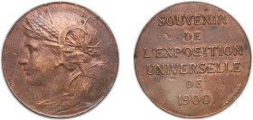 France Third Republic 1900 Medal - Exposition Universelle Paris Bronze 14.06g XF