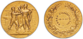 France Third Republic 1910 Medal - F.G.S.P.F. St. Florent-le-Vieil Bronze gilded 39.98g AU