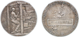 France Third Republic 1944 Medal - Association générale des tissus et des matières textiles Bronze 62.36g XF