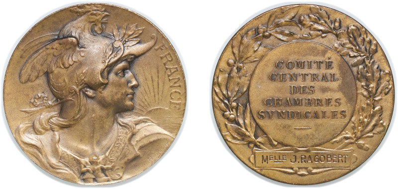 France Third Republic ND Medal - Comité Central des Chambres Syndicales Bronze 2...