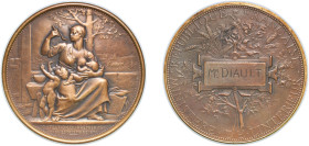 France Third Republic ND Medal - Ministère de l'Intérieur Protection du Premier Age Loi du 23 Decembre 1874 Bronze 137.78g AU