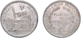 French Indochina French colony 1885 A 1 Piastre Silver (.900) Paris Mint (800000) 26.9g VF KM 5 Lec 266-275