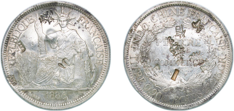 French Indochina French colony 1886 A 1 Piastre Silver (.900) Paris Mint (321600...