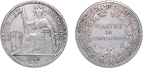 French Indochina French colony 1922 1 Piastre Silver (.900) San Francisco Mint (1150000) 26.86g VF KM 5a.2