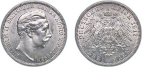 Germany Kingdom of Prussia Second Empire 1912 A 3 Mark - William II Silver (.900) Berlin Mint (4626330) 16.68g UNC KM 527 J 103 AKS 131