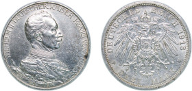 Germany Kingdom of Prussia Second Empire 1913 A 3 Mark - William II (Reign) Silver (.900) Berlin Mint (1000000) 16.67g AU KM 535 J 112