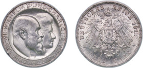 Germany Kingdom of Württemberg Second Empire 1911 F 3 Mark - William II (Wedding Anniversary) Silver (.900) Stuttgart Mint (493000) 16.71g UNC KM 636 ...