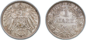 Germany Second Empire 1915 A 1 Mark - Wilhelm II (type 2 - small shield) Silver (.900) Berlin Mint (13817009) 5.58g UNC KM 14 AKS 2 J 17 Schön 18